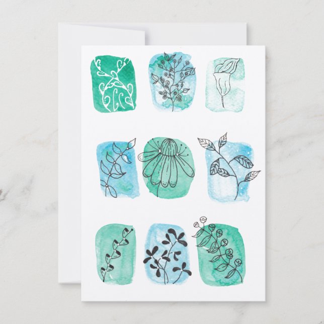 Vattenfärgskudde botaniska huvudstaden tillfälle (Framsida)