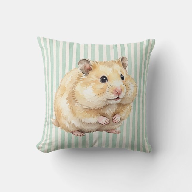Vattenfärgskuddfodral med Syrisk Hamster Kudde (Framsida)