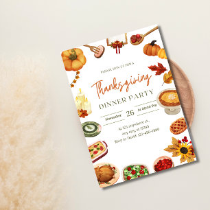 Vattenfärgskväll för Thanksgiving Inbjudningar