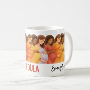 Vattenfärgskvinna ObGyn Förlossning Postpartum Dou Kaffemugg