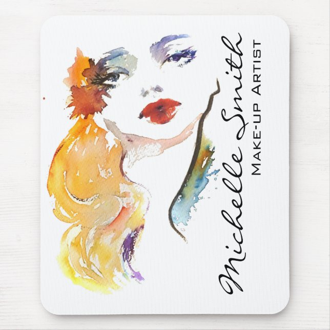 Vattenfärgskvinna porträtt är konstnärer musmatta (Framsidan)