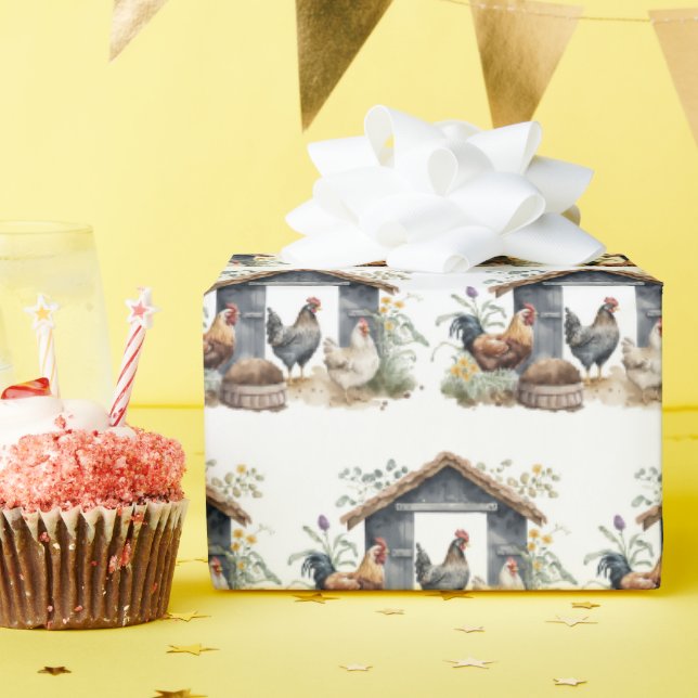 Vattenfärgskyckling i Coop Presentpapper (Födelsedagsfest)