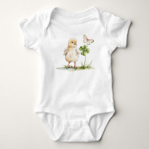 Vattenfärgskyckling med fyrabladig klöver t shirt