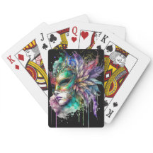 VATTENFÄRGSKYLARE ANSIKTE MED MARDI GRAS MASK