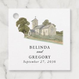 Vattenfärgskyrka Traditionell Monogram Bröllop Gåvor Etiketter