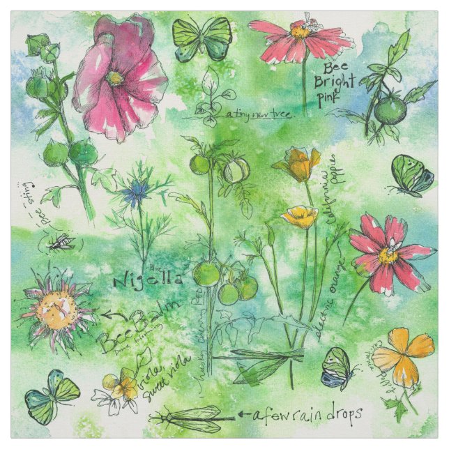 Vattenfärgslådor Butterfly Botaniska Sketchbook Tyg (Provkarta)