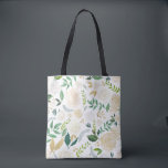 Vattenfärgslådor med Faux Guld Glitter och Foil Tygkasse<br><div class="desc">Elegant och vit väska med vattenfärgat blommönster med faux guld foil och faux guld glitter accents. Liknande vattenfärgskonstruktioner finns tillgängliga.</div>