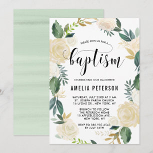 Vattenfärgslådor med Guld Glitter-baptism Inbjudningar