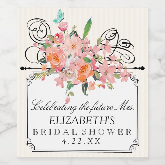 Vattenfärgslådor med Rand Möhippa Vinflaska Etikett (Singel etikett)