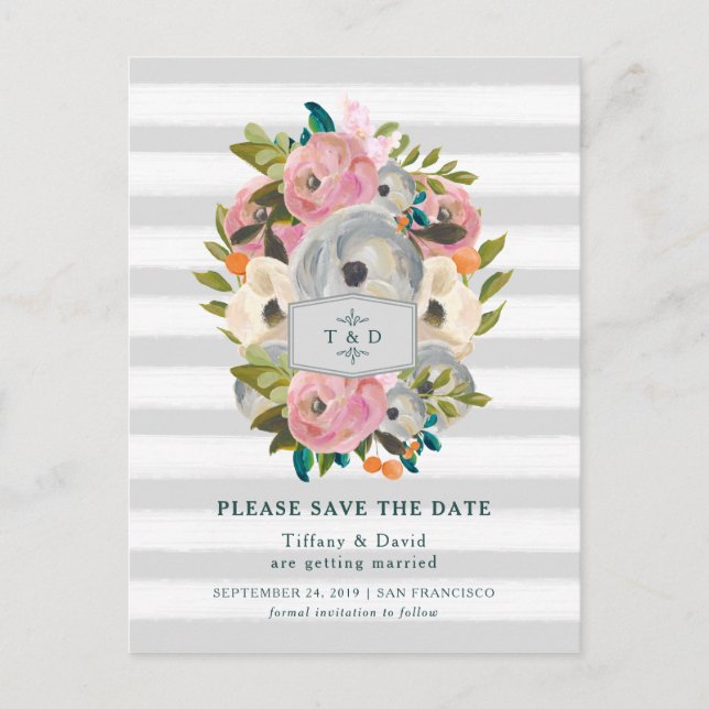 Vattenfärgslådor och Grått Rand Spara datum Meddelande Vykort (Framsida)