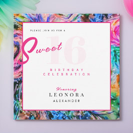 Vattenfärgslådor, Sweet sixteen 16 Rosa Inbjudningar