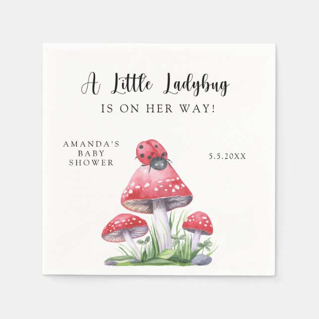 Vattenfärgsladybug är på väg! pappersservett (Framsidan)