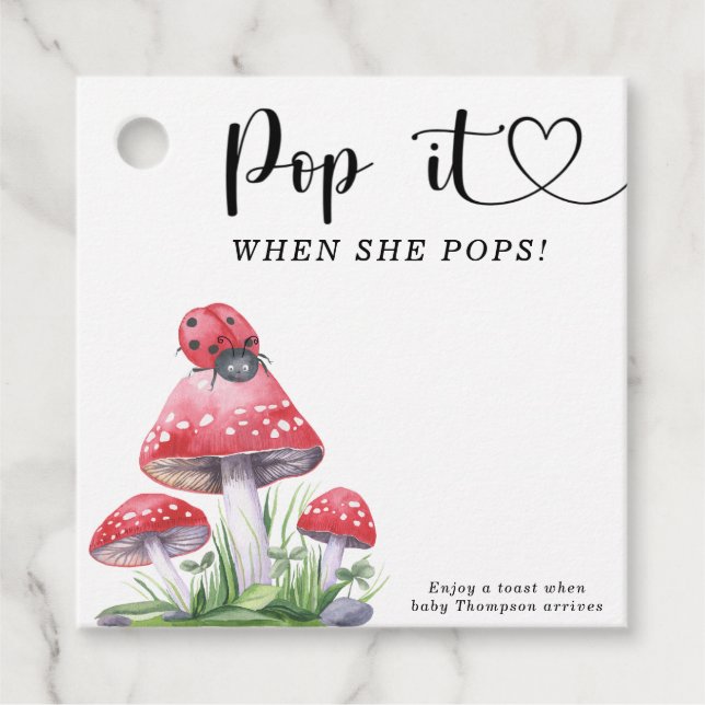 Vattenfärgsladybug - hoppa det när hon pockar gåvor etiketter (Framsida)