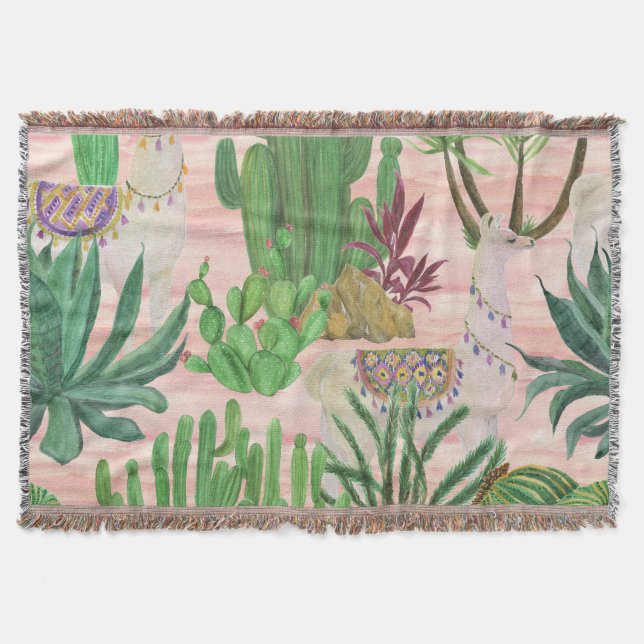 Vattenfärgslaman och cacti mönster. filt (Framsidan)