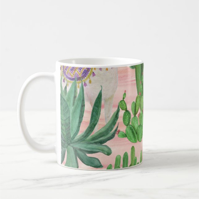 Vattenfärgslaman och cacti mönster. kaffemugg (Vänster)