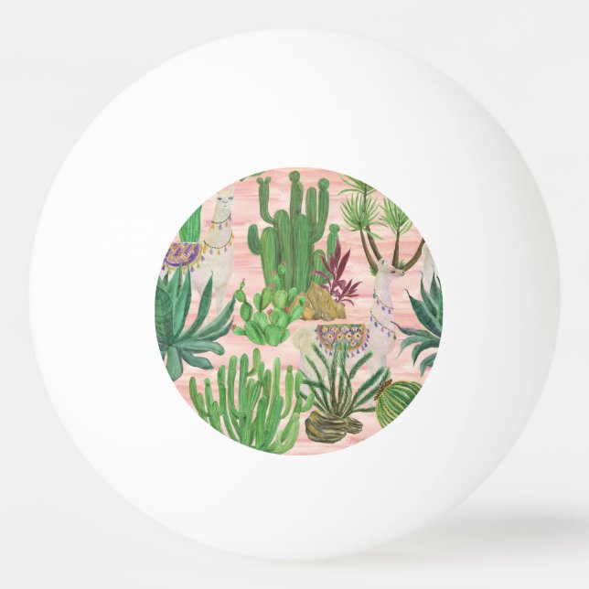 Vattenfärgslaman och cacti mönster. pingisboll (Framsidan)