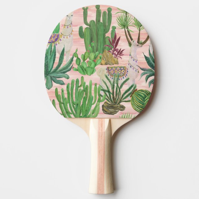 Vattenfärgslaman och cacti mönster. pingisracket (Framsidan)
