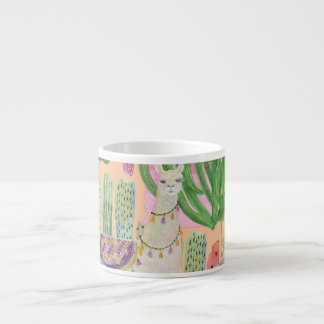 Vattenfärgslamor, kaktusar: sömlös mönster. espressomugg