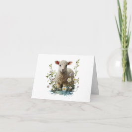 Vattenfärgslampa Baby med Blommor BLANK Kort