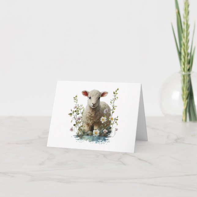 Vattenfärgslampa Baby med Blommor BLANK Kort (Framsida)