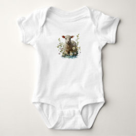 Vattenfärgslampa Baby med blommor T Shirt