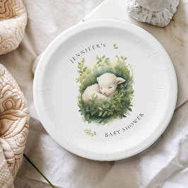 Vattenfärgslampa Greenery Baby Shower