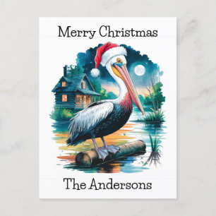 Vattenfärgslampor för en Santa Pelican Helg Vykort