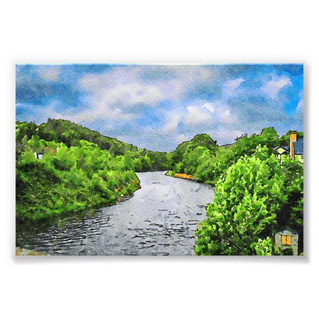 Vattenfärgslandskap i en flod i länet Wicklow Fototryck (Framsidan)