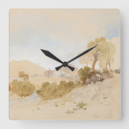 Vattenfärgslandskap nära San Francisco, Mexiko Fyrkantig Klocka