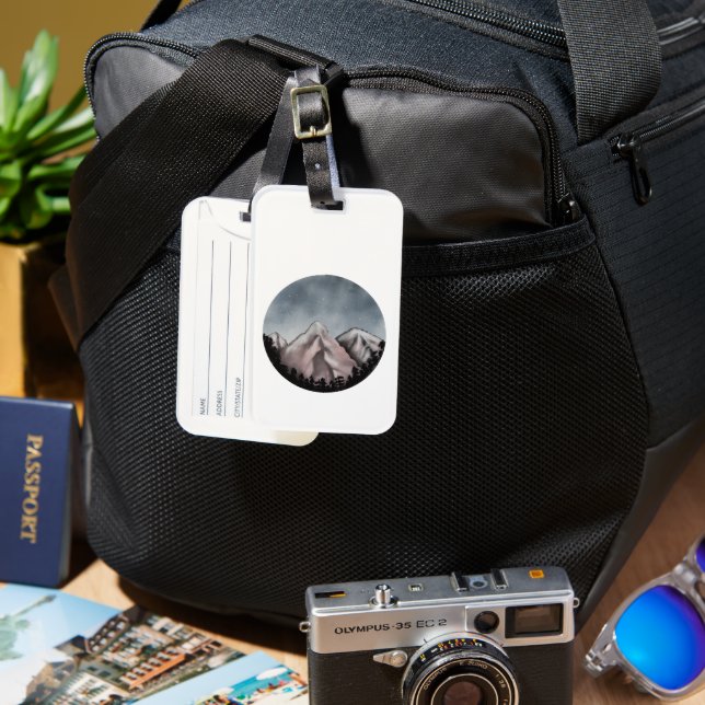 Vattenfärgslandskap runt bagagebricka (Framsida & Baksida)