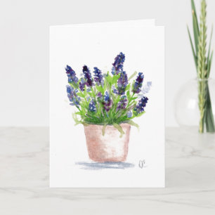 Vattenfärgslavender-Blommigt Kort