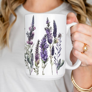 Vattenfärgslavender Flowers Kaffemugg
