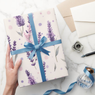 Vattenfärgslavender och prickar presentpapper