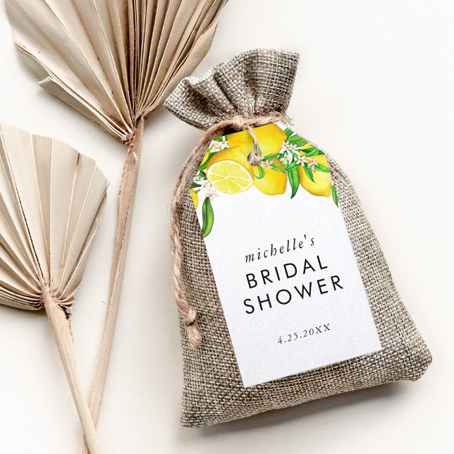 Vattenfärgslemon, Möhippa Presentetikett (Watercolor Lemon Bridal Shower Gift Tags)