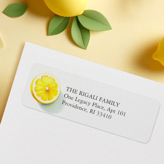 Vattenfärgslemon, Returadress Returadress Etikett (Watercolor lemon return address labels yellow citrus)