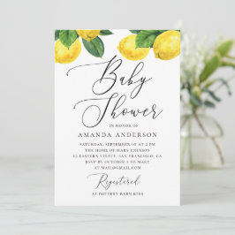 Vattenfärgslemonbabyskor | Elegant Citrus Inbjudningar