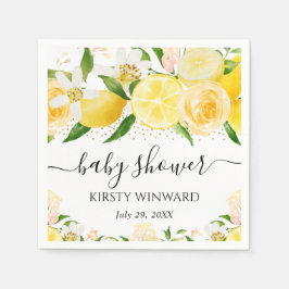 Vattenfärgslemoner och blommor Babykläder Pappersservett