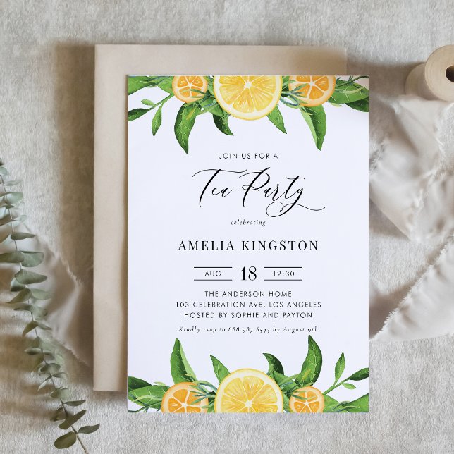 Vattenfärgslemoner och Orangar Sommartea Party Inbjudningar (Skapare uppladdad)