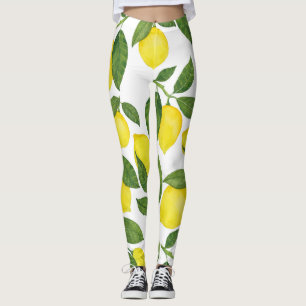 Vattenfärgslemoner: Sommarfrukt Mönster Leggings