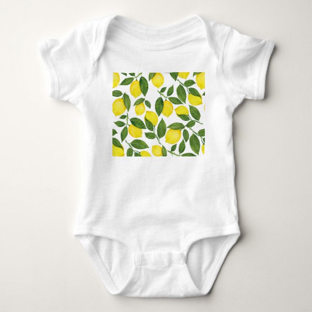 Vattenfärgslemoner: Sommarfrukt Mönster T Shirt (Framsida)