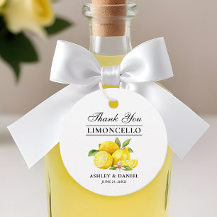 Vattenfärgslemonerna Bröllop Limoncello Round Märk Gåvor Etiketter