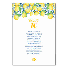 Vattenfärgslemonerna Medelhavet Tile Bröllop Bordsnummer