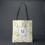 Vattenfärgslemonerna och Greenery Mönster Monogram Tygkasse<br><div class="desc">Monogram till påse med vattenfärgade illustrationer av citron och mönster. Anpassa genom att lägga till ditt monogram. Den här citronpåsen är perfekt som personlig. Matchande objekt är tillgängliga.</div>