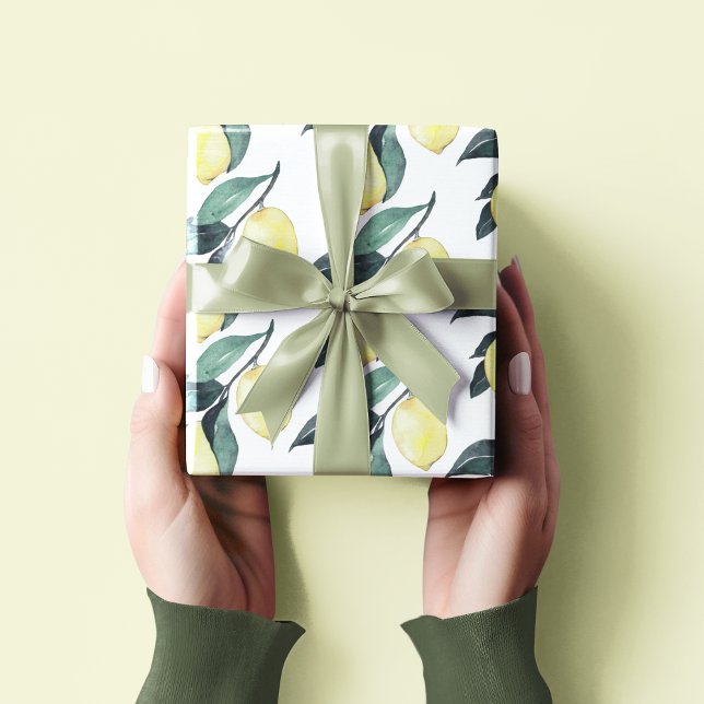 Vattenfärgslemonerna Sömlös Mönster, Gult Presentpapper (Skapare uppladdad)