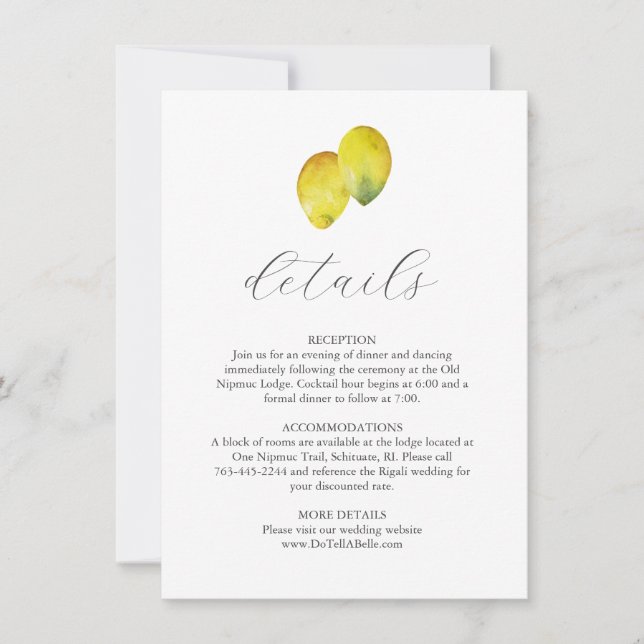 Vattenfärgslemonger för Bröllop-detaljhölje Inbjudningar (Framsida)