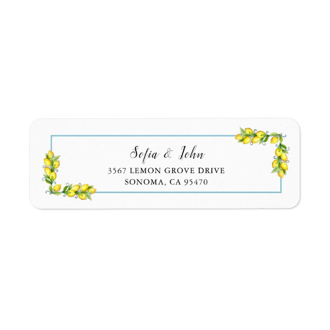 Vattenfärgslemonger för Vintage Returadress Etikett (Framsidan)