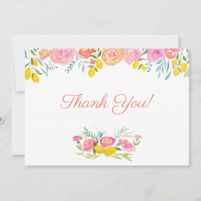 Vattenfärgslemonger och blommor, Tack (Framsida)