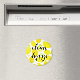 Vattenfärgslemons Clean Dirty Dishwasher Magnet