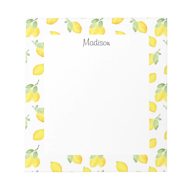 Vattenfärgslemons Mönster Anteckningsblock (Framsida)