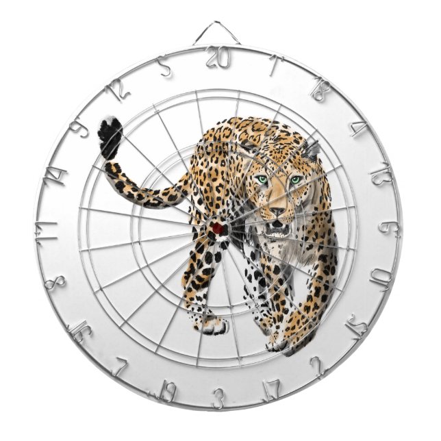 vattenfärgsleopard djungelkattmålad grönt av djur darttavla (Framsidan)